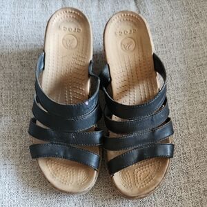 CROCS Black and Tan Sandals